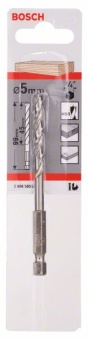 Спиральное сверло по древесине с шестигранным хвостовиком 1/4" 5 x 52 x 99 mm 2608595521